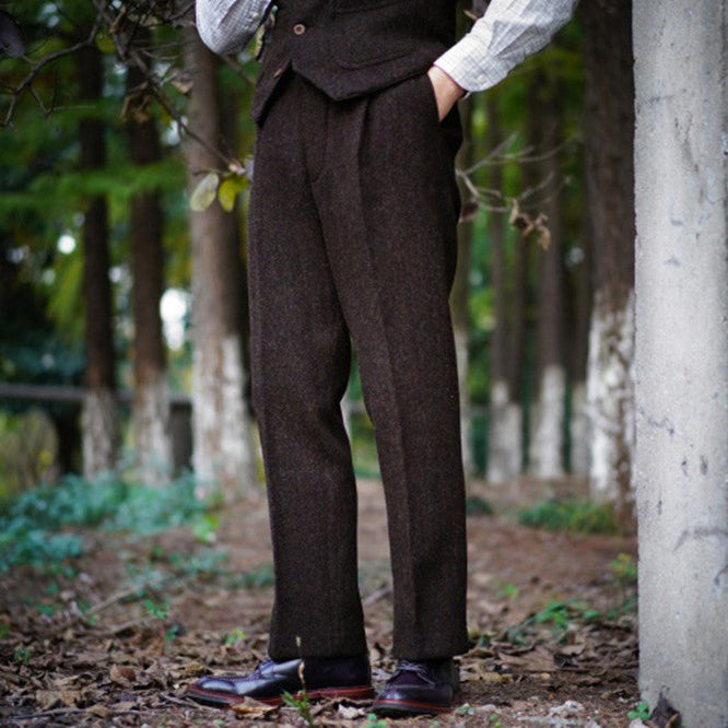 brown tweed dress pants Men's 1930s Brown Tweed Pants XL / Brown