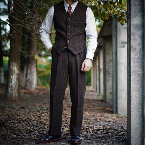 Men's Chocolate Brown Tweed Pants