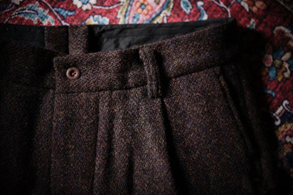 Men's Tweed Pants High Waist Chocolate Brown