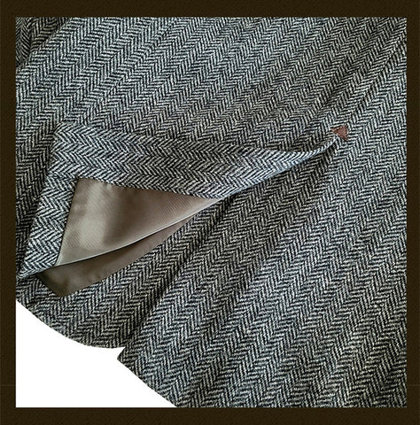 Men's Herringbone Tweed Suit Jacket Gray