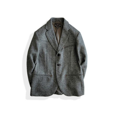 Men's Herringbone Tweed Suit Jacket Gray