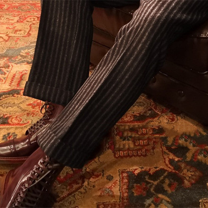 Men's Striped Tweed Pleated Pants