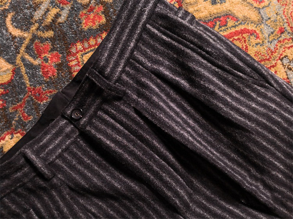 Men's Striped Tweed Pleated Pants