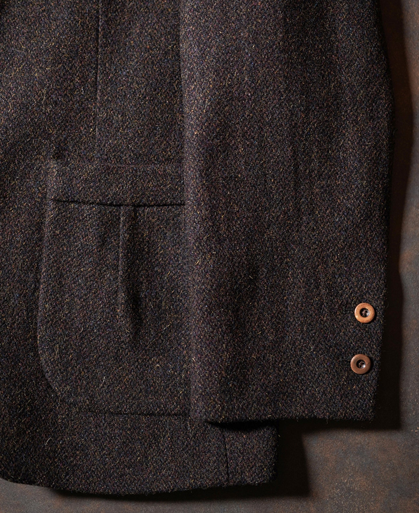 Men's Tweed Wool Suit Blazer Chocolate Brown