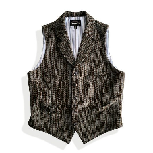 Men's Tweed Vest Notch Lapel Collar