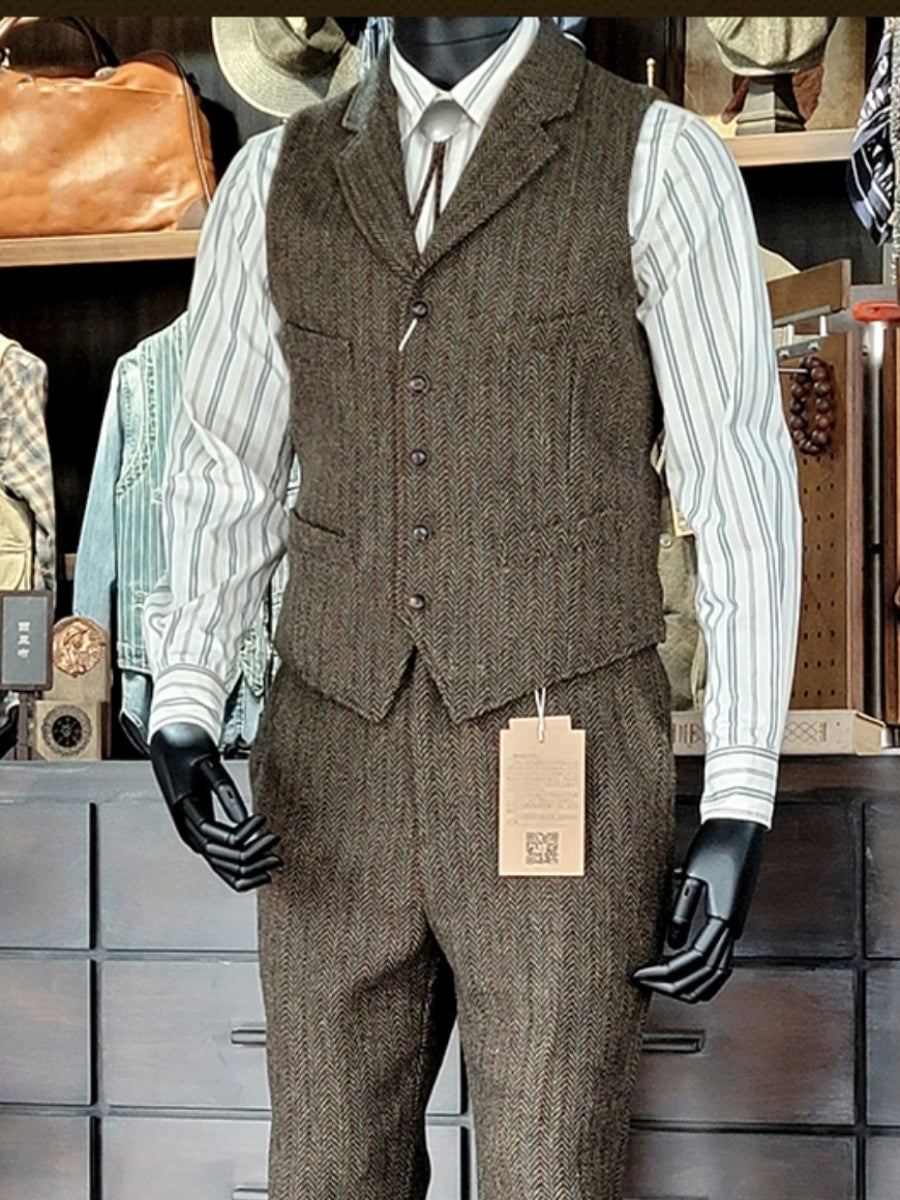 Men's Striped Tweed Suit Vest