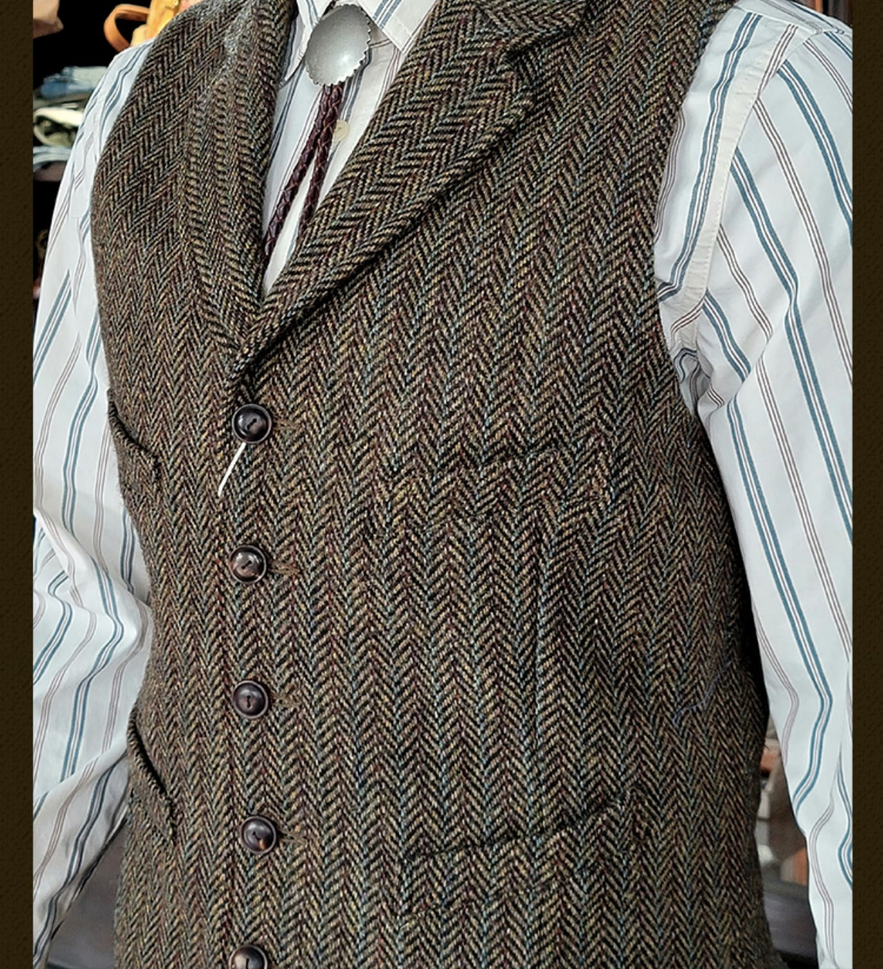 Men's Striped Tweed Suit Vest