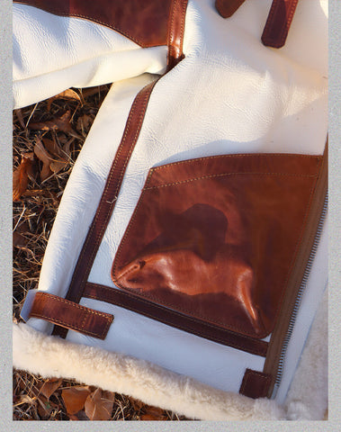 Men's Two Tone B3 Bomber Shearling Coat