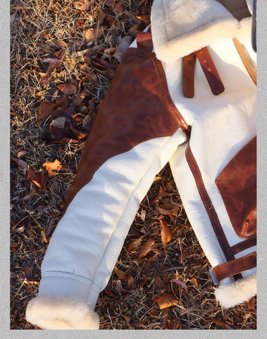 Men's Two Tone B3 Bomber Shearling Coat