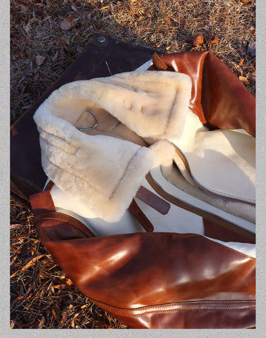 Men's Two Tone B3 Bomber Shearling Coat