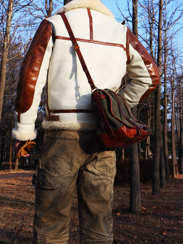 Men's Two Tone B3 Bomber Shearling Coat