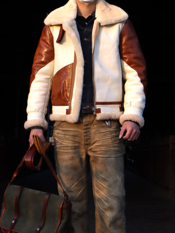 Men's Two Tone B3 Bomber Shearling Coat