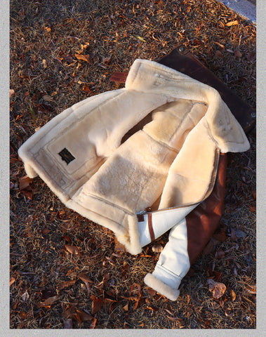 Men's Two Tone B3 Bomber Shearling Coat