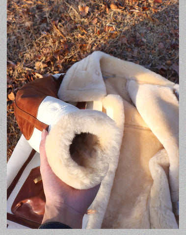 Men's Two Tone B3 Bomber Shearling Coat