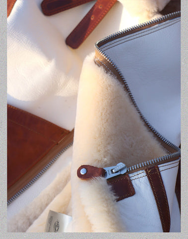 Men's Two Tone B3 Bomber Shearling Coat