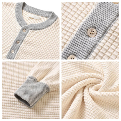 Men's Two Tone Waffle Henley Sweater