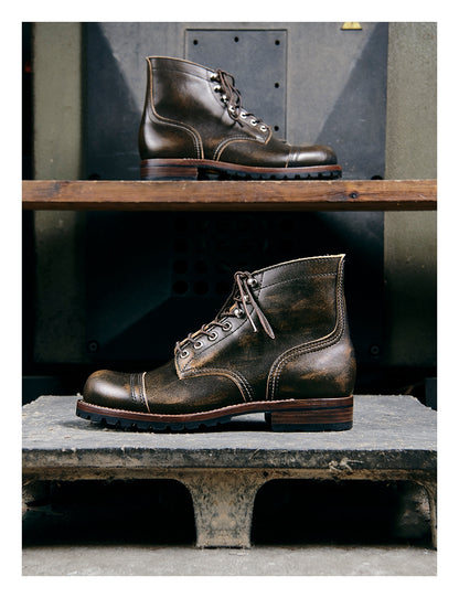 Distressed Two Tone Service Boots