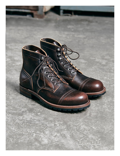 Distressed Two Tone Service Boots