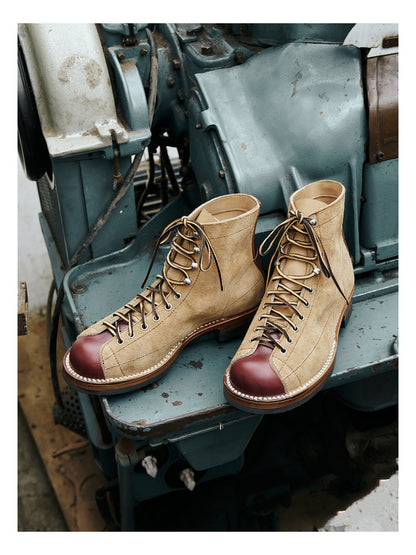 Two Tone Suede Lineman Boots