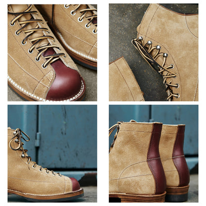 Two Tone Suede Lineman Boots