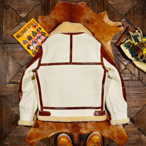 Two Tone B3 Bomber Shearling Coat