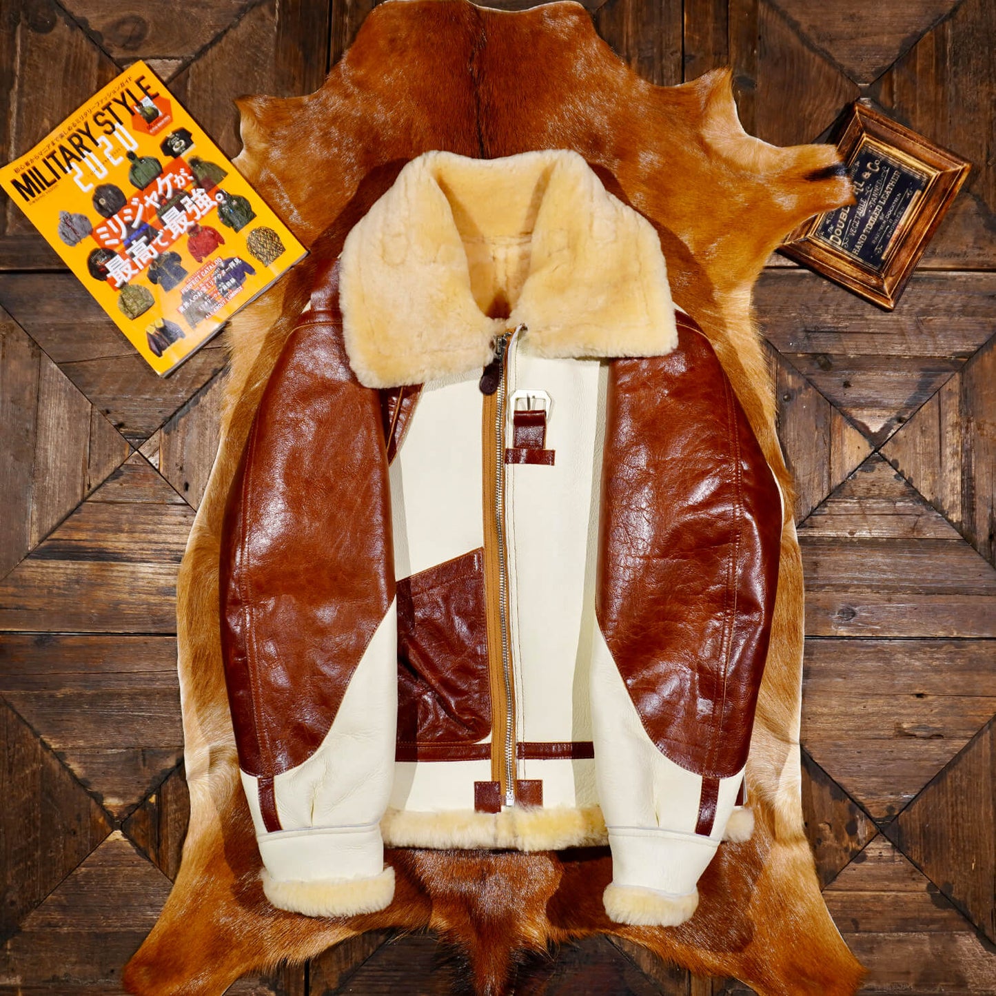 Two Tone B3 Bomber Shearling Coat