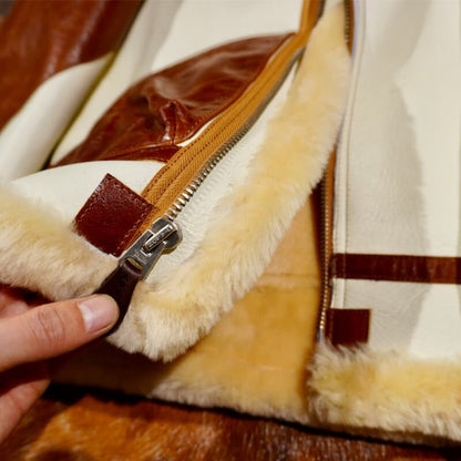 Two Tone B3 Bomber Shearling Coat