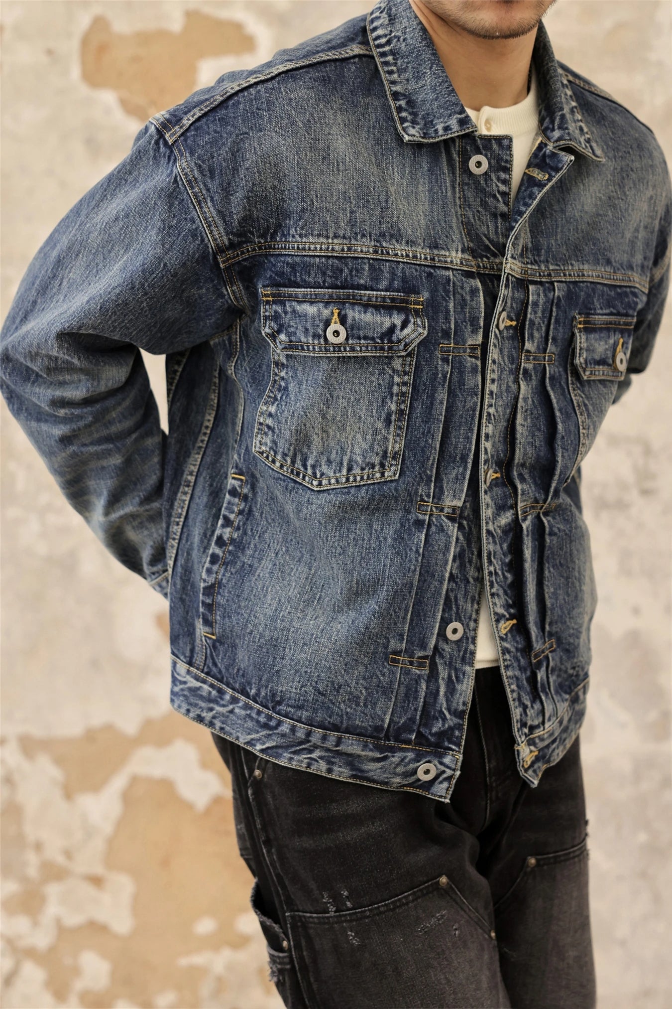 Veste en jean vieillie pour homme Type 2 507XX