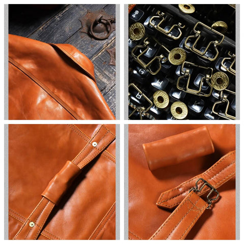 Men's Type I Leather Trucker Jacket, Tan Horsehide