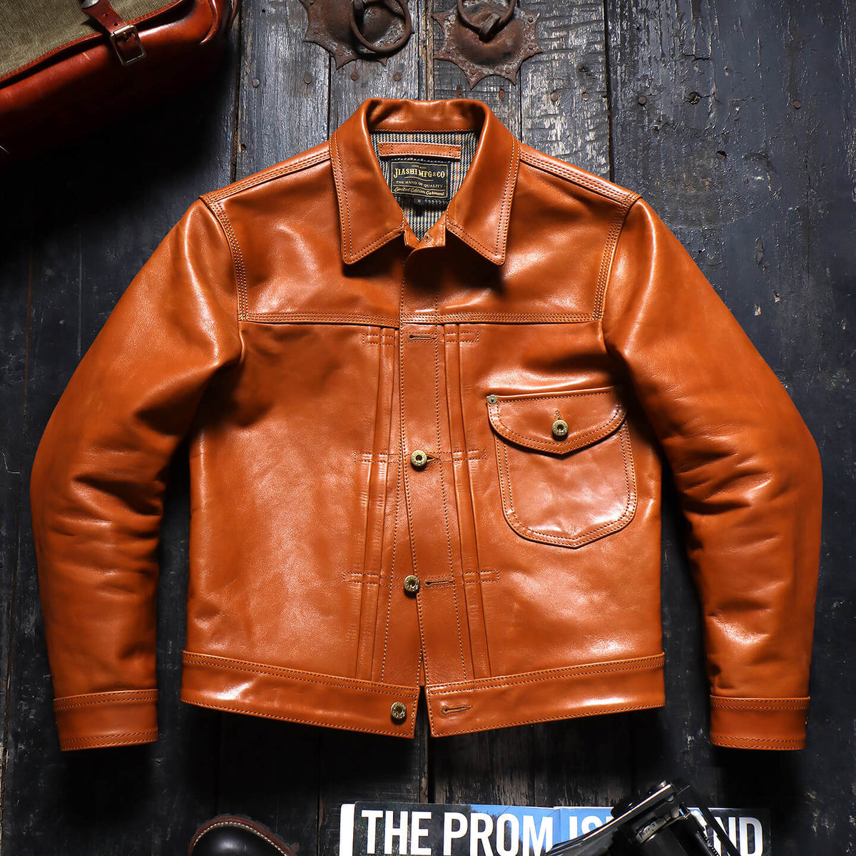Men's Type I Leather Trucker Jacket, Tan Horsehide