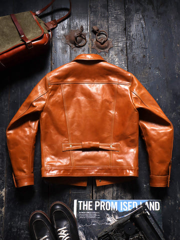 Men's Type I Leather Trucker Jacket, Tan Horsehide