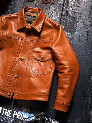 Men's Type I Leather Trucker Jacket, Tan Horsehide