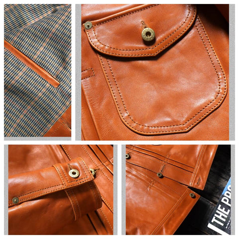 Men's Type I Leather Trucker Jacket, Tan Horsehide