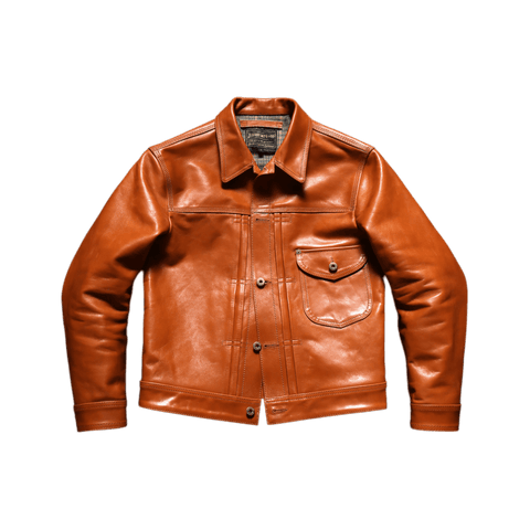 Men's Type I Leather Trucker Jacket, Tan Horsehide