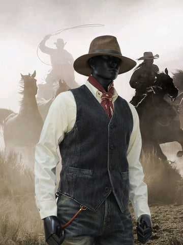 Men's V-Neck Japanese Workwear Vest