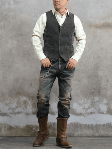 Men's V-Neck Japanese Workwear Vest