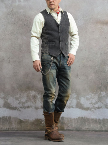Men's V-Neck Japanese Workwear Vest
