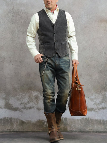 Men's V-Neck Japanese Workwear Vest