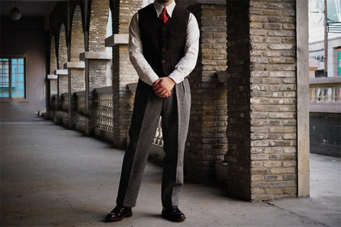 Gilet de chasse en tweed pour homme couleur chocolat
