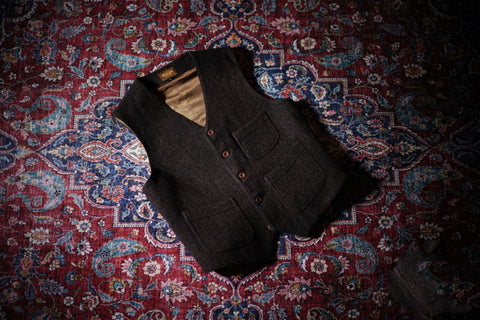 Gilet de chasse en tweed pour homme couleur chocolat