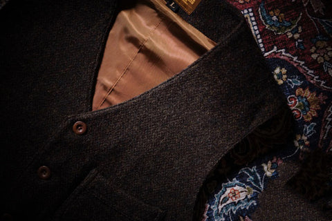 Gilet de chasse en tweed pour homme couleur chocolat