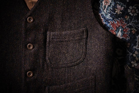 Gilet de chasse en tweed pour homme couleur chocolat