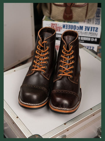 Men's Lumberjack Boots, Waxed Flesh Leather