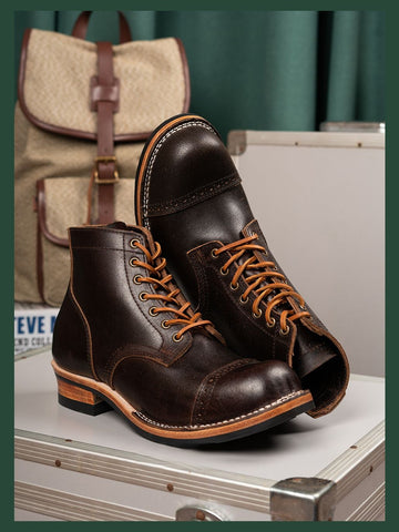 Men's Lumberjack Boots, Waxed Flesh Leather