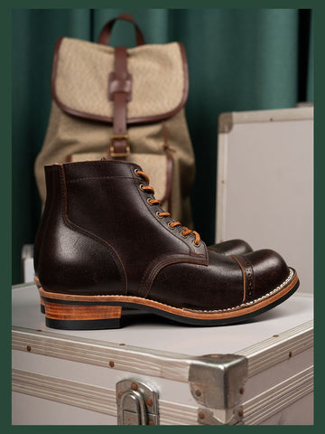 Men's Lumberjack Boots, Waxed Flesh Leather