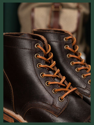 Men's Lumberjack Boots, Waxed Flesh Leather