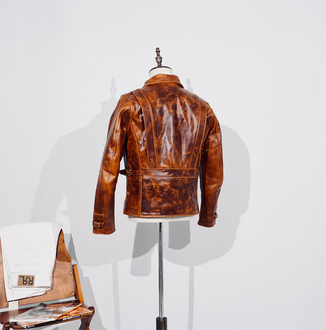 Men's Vintage Rider Leather Jacket, Action Back