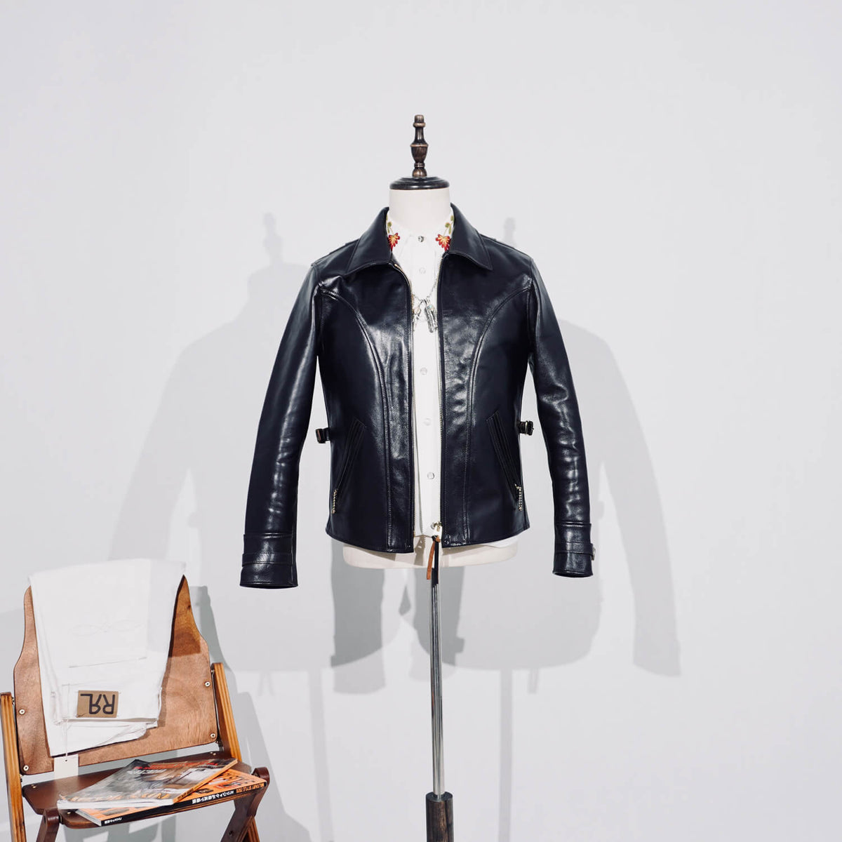 Men's Vintage Rider Leather Jacket, Action Back