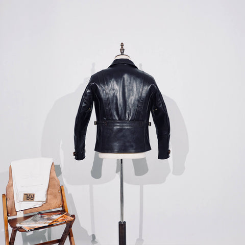 Men's Vintage Rider Leather Jacket, Action Back