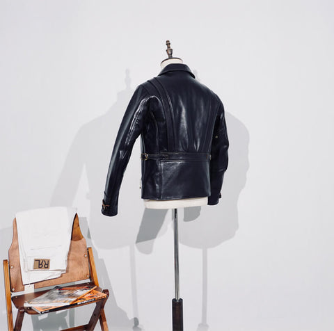 Men's Vintage Rider Leather Jacket, Action Back